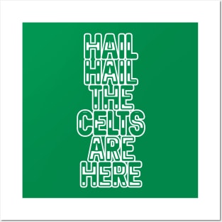 Hail Hail The Celts Are Here, Glasgow Celtic Football Club Green and White Striped Text Design Posters and Art